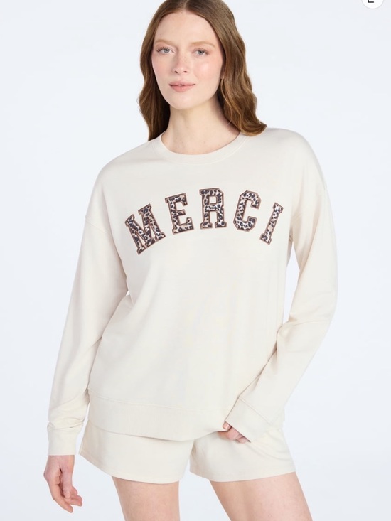 Joyspun Sweaters - Joyspun French Terry Long Sleeve Sleep Top and Shorts Lounge Set 2-Piece. L, XL
